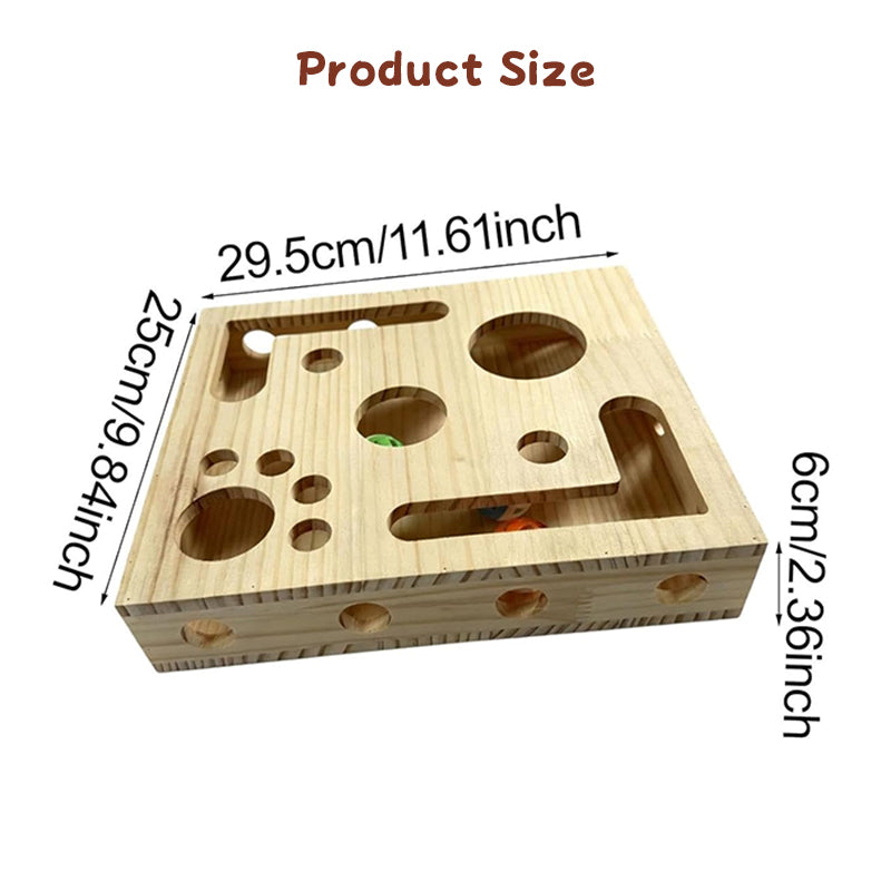3-in-1 Durable Cat Nail Grinder & Interactive Maze Tunnel – Solid Wood Scratching Post with Bell Balls
