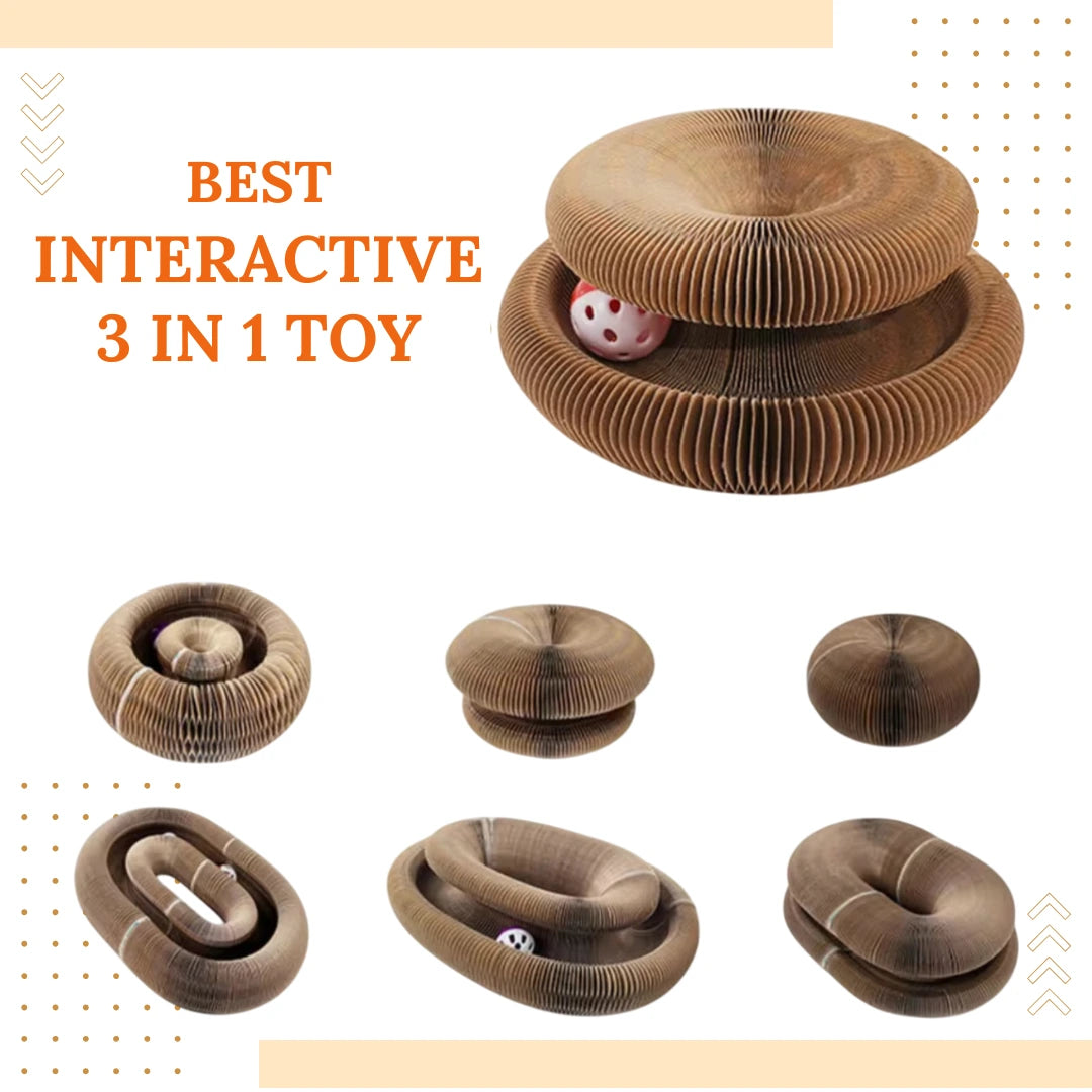 3 in 1 Organ Foldable Cat Scratch Board Toy with Bell, interactive toy