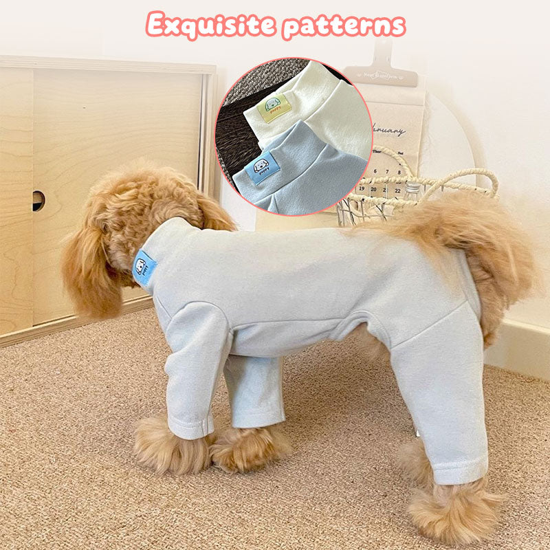 Elastic Four-Legged Dog Onesie – Cozy Cream Winter Pajamas & Shedding Control Base Shirt