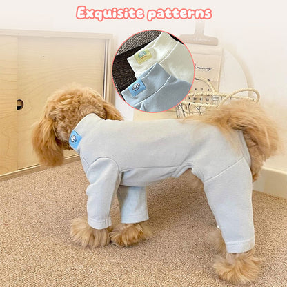 Elastic Four-Legged Dog Onesie – Cozy Cream Winter Pajamas & Shedding Control Base Shirt