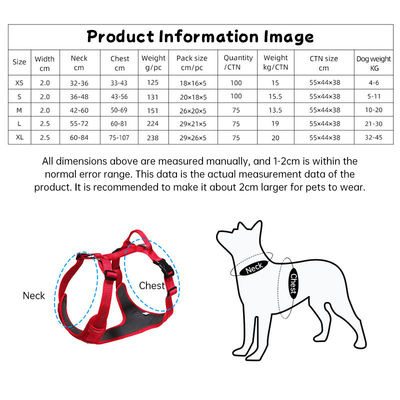 Reflective No-Pull Dog Harness & Leash Set – Breathable Escape-Proof H-Type Vest for Large & Medium Breeds