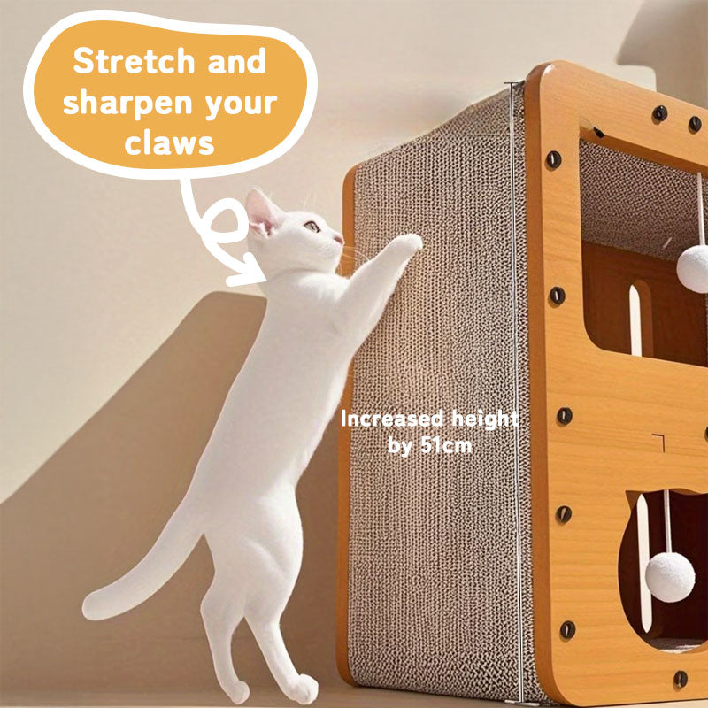 2-Tier Deluxe Cardboard Cat House & Scratching Villa – The Ultimate Eco-Friendly Play Tower