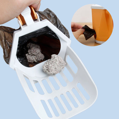2-in-1 Integrated Cat Litter Scooper with Built-in Waste Bag Dispenser
