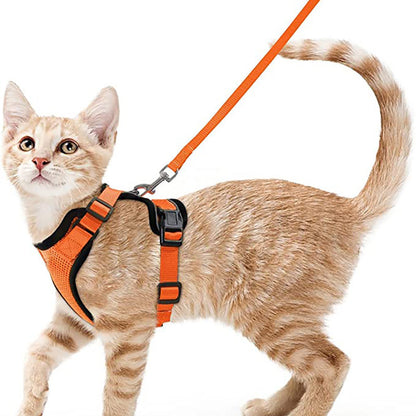 Reflective Escape-Proof Cat Harness & Leash Set – Soft Breathable Mesh Walking Vest