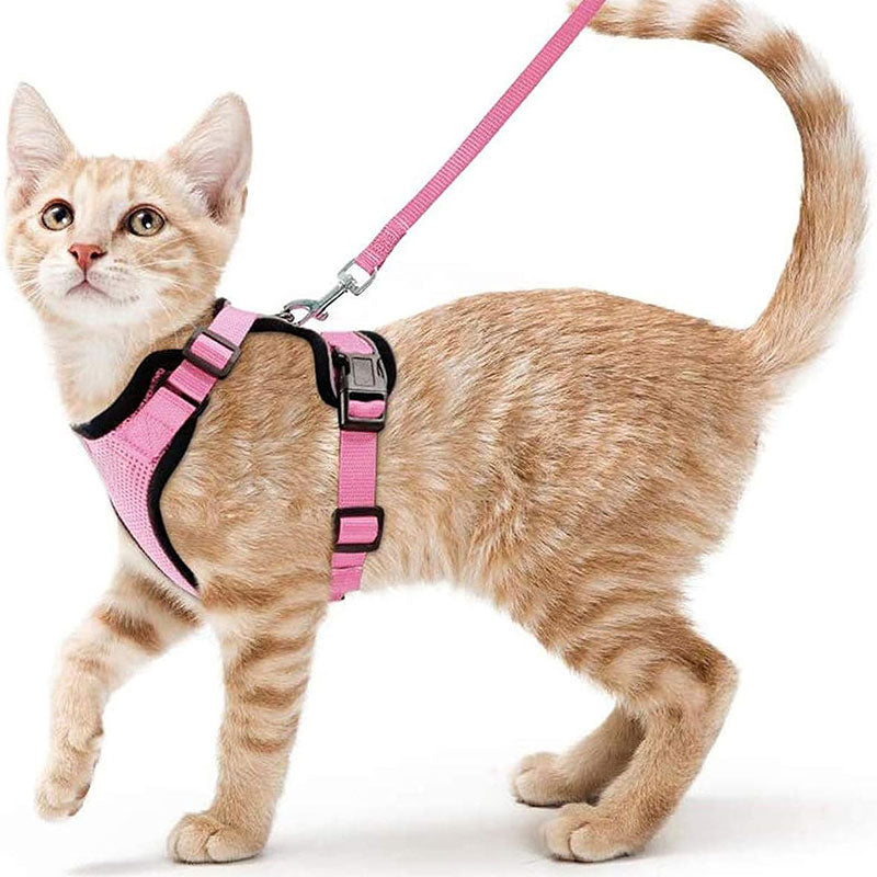 Reflective Escape-Proof Cat Harness & Leash Set – Soft Breathable Mesh Walking Vest
