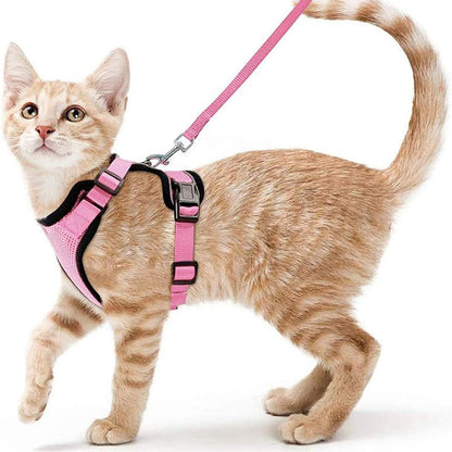 Reflective Escape-Proof Cat Harness & Leash Set – Soft Breathable Mesh Walking Vest