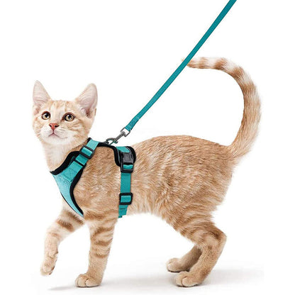 Reflective Escape-Proof Cat Harness & Leash Set – Soft Breathable Mesh Walking Vest