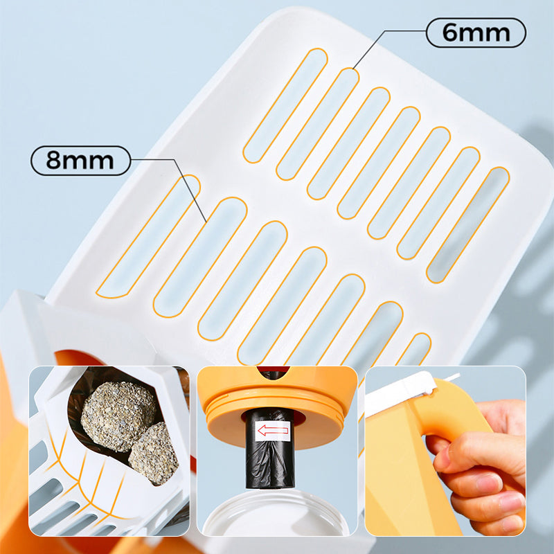 2-in-1 Integrated Cat Litter Scooper with Built-in Waste Bag Dispenser