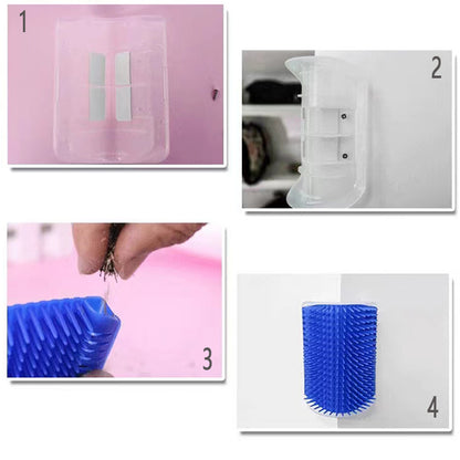 Hands-Free Cat Self-Groomer & Corner Massage Brush – With Premium Catnip & Easy Wall Mount