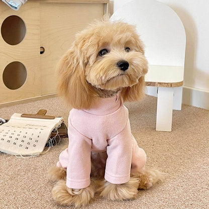 Elastic Four-Legged Dog Onesie – Cozy Cream Winter Pajamas & Shedding Control Base Shirt