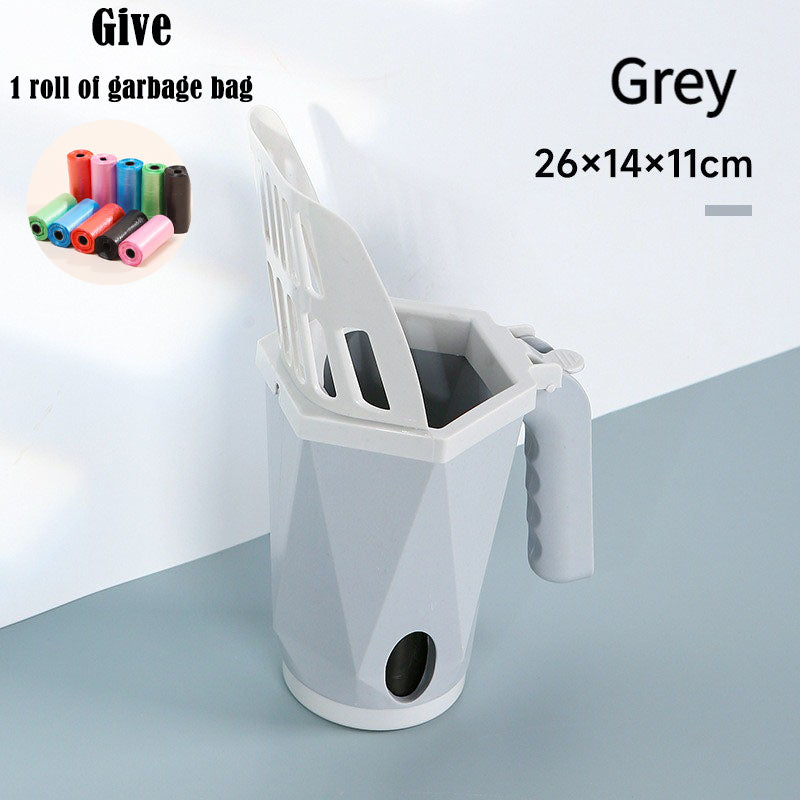2-in-1 Integrated Cat Litter Scooper with Built-in Waste Bag Dispenser