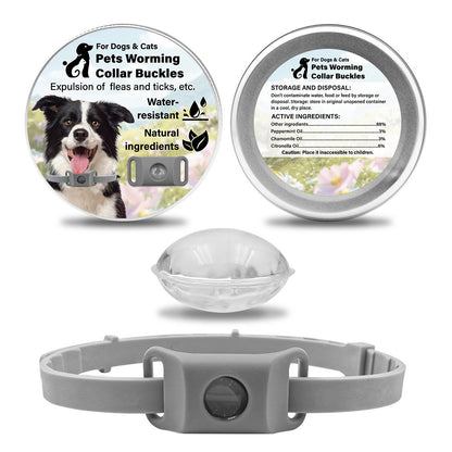 Pet Cat Dog Flea and Tick Prevention Silicone Collar with Insect Repellent Tag, Anti-Flea and Anti-Tick
