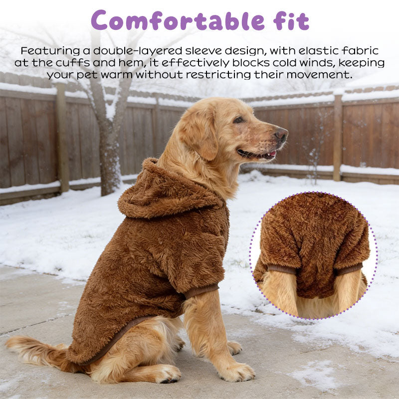 Warm Winter Dog Hoodie – Fleece-Lined Outdoor Coat for Golden Retrievers, Labradors & Large Breeds