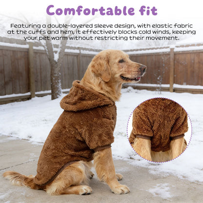 Warm Winter Dog Hoodie – Fleece-Lined Outdoor Coat for Golden Retrievers, Labradors & Large Breeds