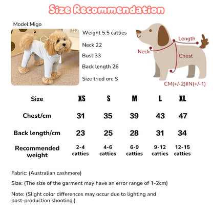 Elastic Four-Legged Dog Onesie – Cozy Cream Winter Pajamas & Shedding Control Base Shirt