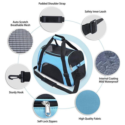Premium Breathable Pet Travel Carrier – Foldable & Expandable Soft-Sided Bag for Cats & Small Dogs