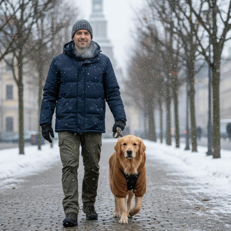 Warm Winter Dog Hoodie – Fleece-Lined Outdoor Coat for Golden Retrievers, Labradors & Large Breeds