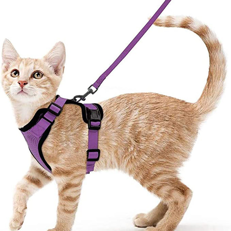 Reflective Escape-Proof Cat Harness & Leash Set – Soft Breathable Mesh Walking Vest