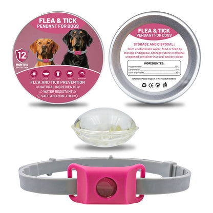 Pet Cat Dog Flea and Tick Prevention Silicone Collar with Insect Repellent Tag, Anti-Flea and Anti-Tick