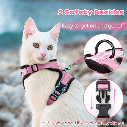Reflective Escape-Proof Cat Harness & Leash Set – Soft Breathable Mesh Walking Vest