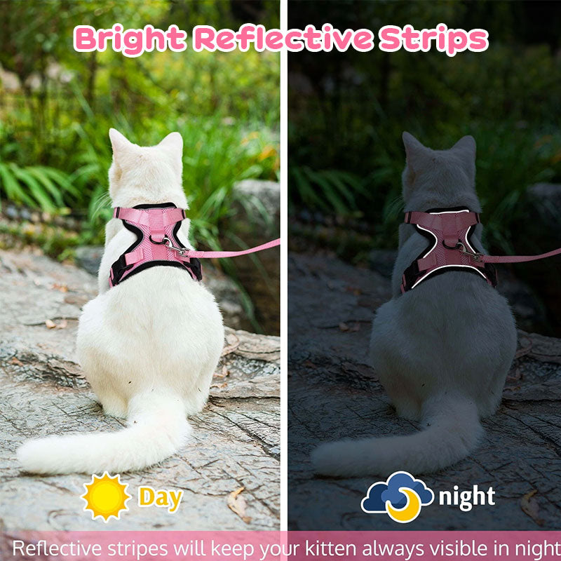 Reflective Escape-Proof Cat Harness & Leash Set – Soft Breathable Mesh Walking Vest