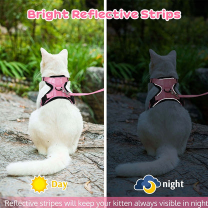 Reflective Escape-Proof Cat Harness & Leash Set – Soft Breathable Mesh Walking Vest