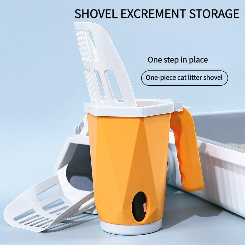 2-in-1 Integrated Cat Litter Scooper with Built-in Waste Bag Dispenser