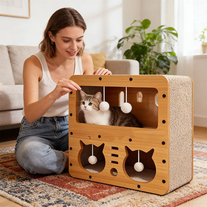 2-Tier Deluxe Cardboard Cat House & Scratching Villa – The Ultimate Eco-Friendly Play Tower