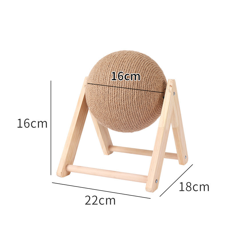 Solid Wood Rotating Cat Scratching Ball – Interactive Claw Mill & Sisal Rope Exercise Toy