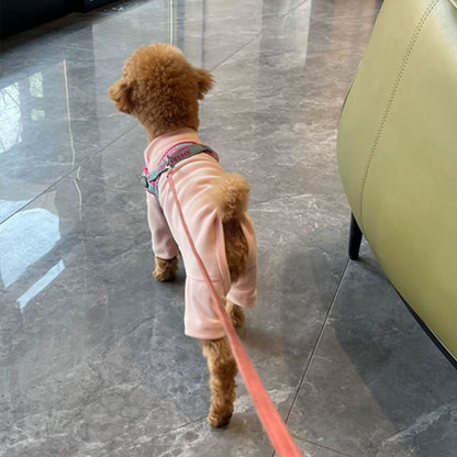 Elastic Four-Legged Dog Onesie – Cozy Cream Winter Pajamas & Shedding Control Base Shirt
