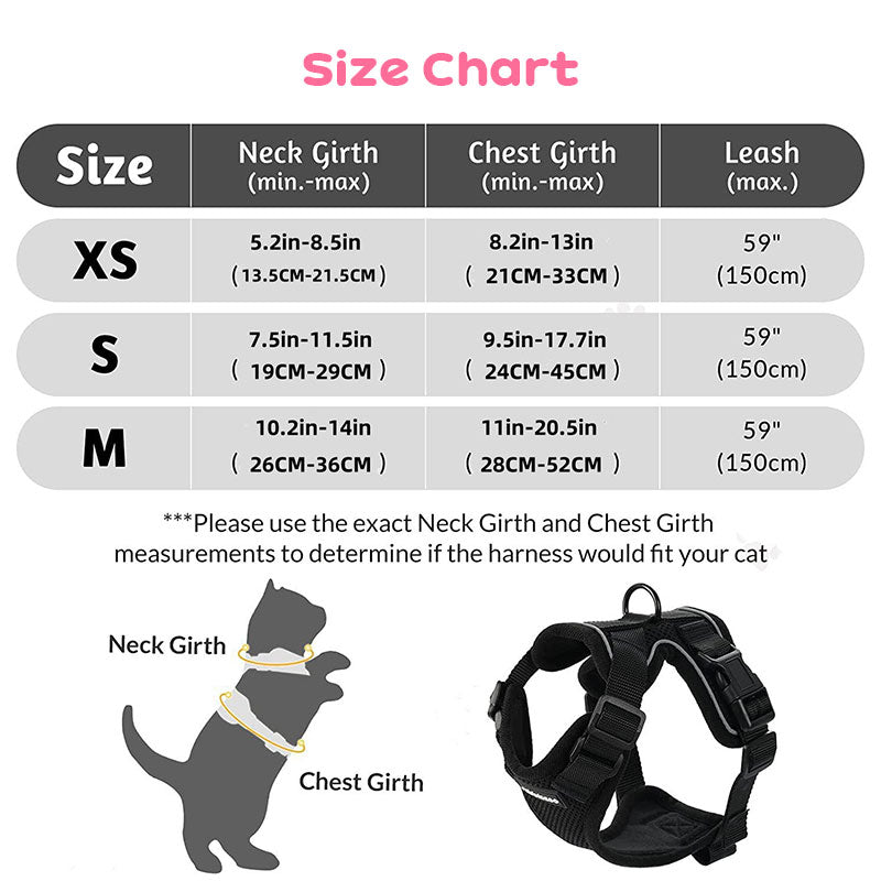 Reflective Escape-Proof Cat Harness & Leash Set – Soft Breathable Mesh Walking Vest