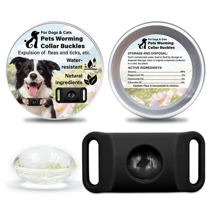 Pet Cat Dog Flea and Tick Prevention Silicone Collar with Insect Repellent Tag, Anti-Flea and Anti-Tick