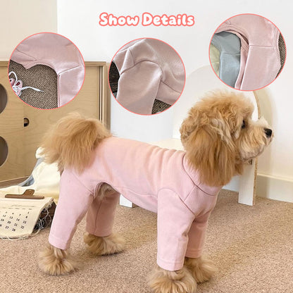 Elastic Four-Legged Dog Onesie – Cozy Cream Winter Pajamas & Shedding Control Base Shirt