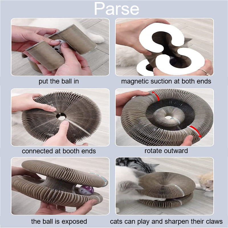 3 in 1 Organ Foldable Cat Scratch Board Toy with Bell, interactive toy
