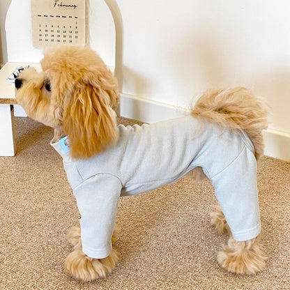 Elastic Four-Legged Dog Onesie – Cozy Cream Winter Pajamas & Shedding Control Base Shirt