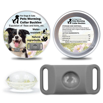 Pet Cat Dog Flea and Tick Prevention Silicone Collar with Insect Repellent Tag, Anti-Flea and Anti-Tick