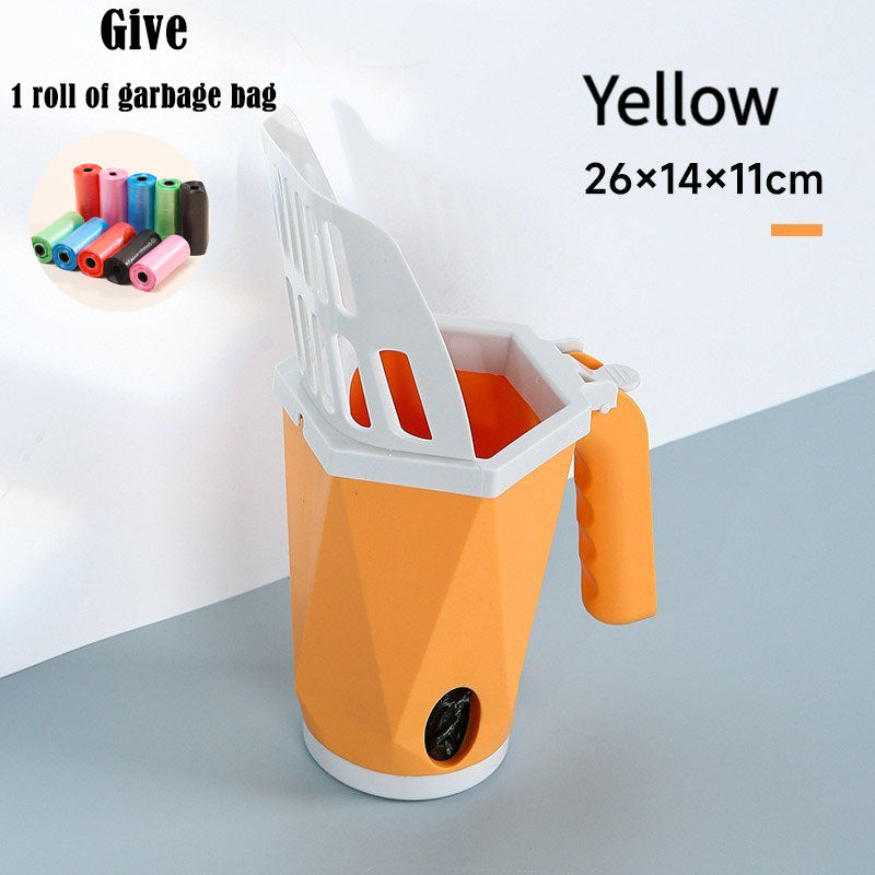 2-in-1 Integrated Cat Litter Scooper with Built-in Waste Bag Dispenser